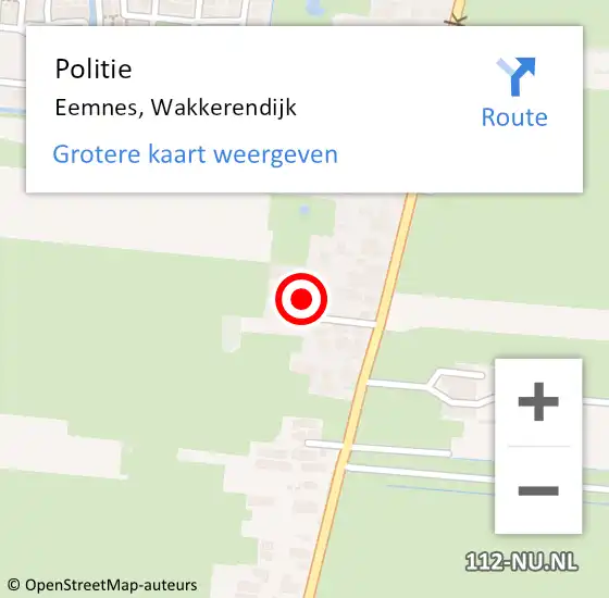 Locatie op kaart van de 112 melding: Politie Eemnes, Wakkerendijk op 30 augustus 2023 09:02