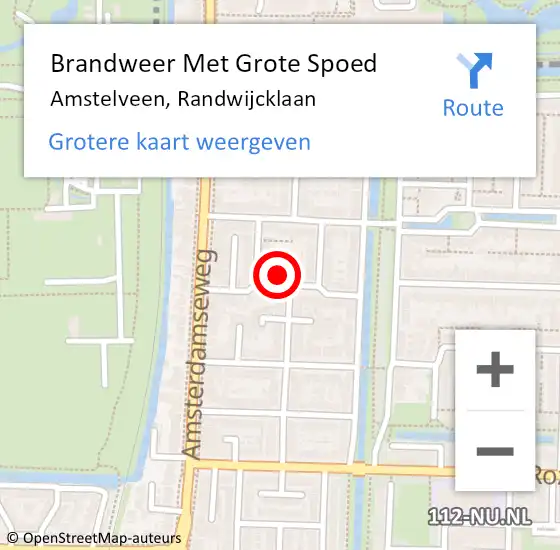 Locatie op kaart van de 112 melding: Brandweer Met Grote Spoed Naar Amstelveen, Randwijcklaan op 30 augustus 2023 10:00