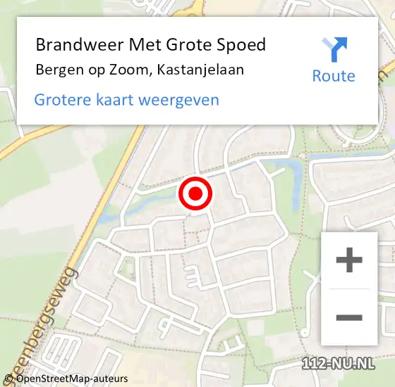 Locatie op kaart van de 112 melding: Brandweer Met Grote Spoed Naar Bergen op Zoom, Kastanjelaan op 30 augustus 2023 11:11