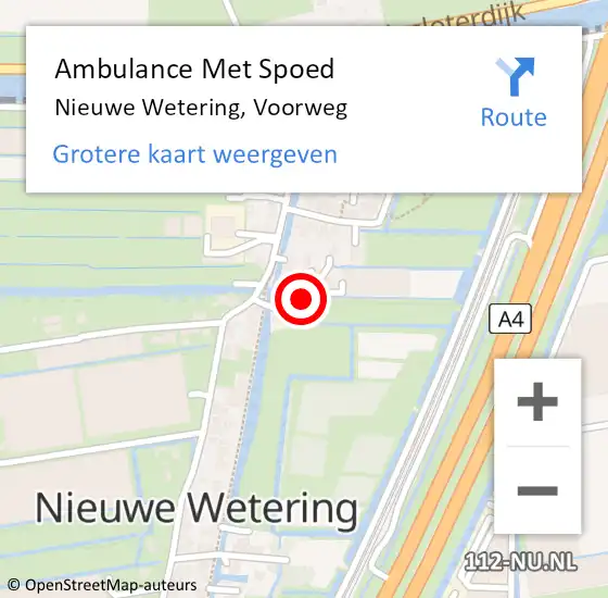 Locatie op kaart van de 112 melding: Ambulance Met Spoed Naar Nieuwe Wetering, Voorweg op 30 augustus 2023 12:08