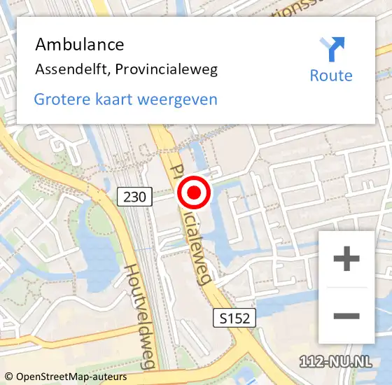Locatie op kaart van de 112 melding: Ambulance Assendelft, Provincialeweg op 30 augustus 2023 15:23
