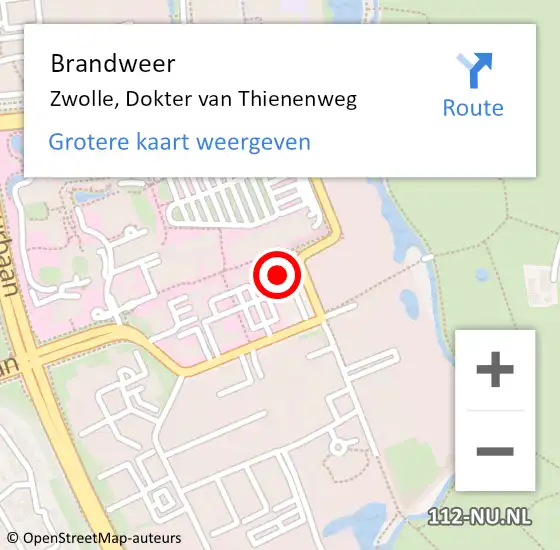 Locatie op kaart van de 112 melding: Brandweer Zwolle, Dokter van Thienenweg op 30 augustus 2023 16:54