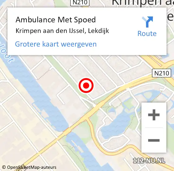 Locatie op kaart van de 112 melding: Ambulance Met Spoed Naar Krimpen aan den IJssel, Lekdijk op 30 augustus 2023 18:04