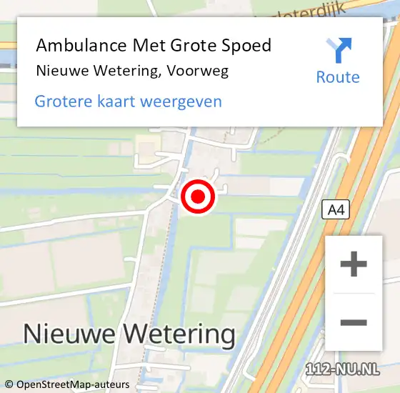 Locatie op kaart van de 112 melding: Ambulance Met Grote Spoed Naar Nieuwe Wetering, Voorweg op 30 augustus 2023 18:12