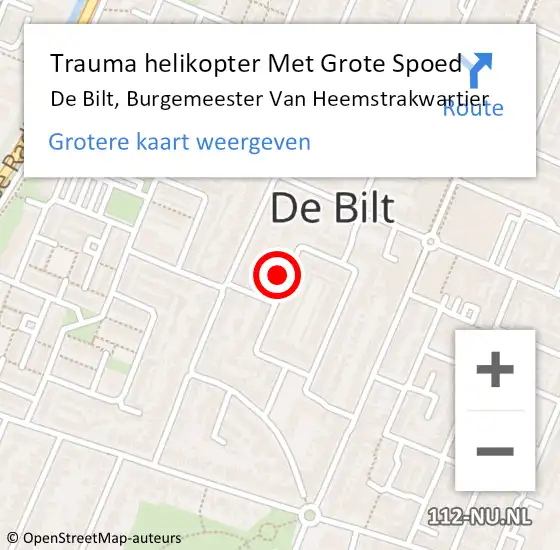 Locatie op kaart van de 112 melding: Trauma helikopter Met Grote Spoed Naar De Bilt, Burgemeester Van Heemstrakwartier op 30 augustus 2023 18:52