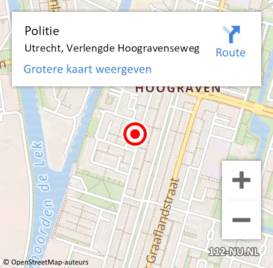 Locatie op kaart van de 112 melding: Politie Utrecht, Verlengde Hoogravenseweg op 30 augustus 2023 18:54