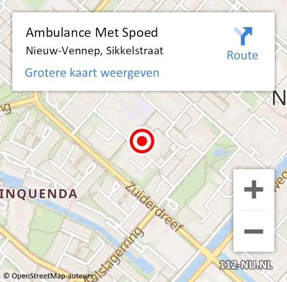 Locatie op kaart van de 112 melding: Ambulance Met Spoed Naar Nieuw-Vennep, Sikkelstraat op 30 augustus 2023 18:55