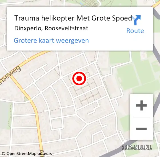 Locatie op kaart van de 112 melding: Trauma helikopter Met Grote Spoed Naar Dinxperlo, Rooseveltstraat op 30 augustus 2023 18:57