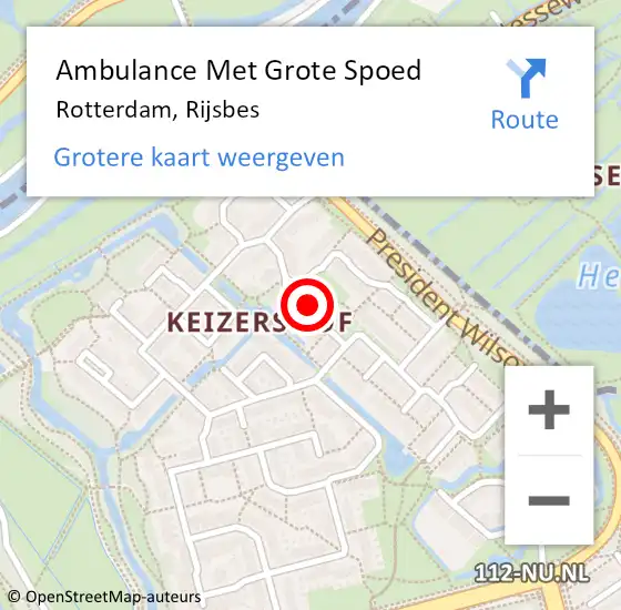 Locatie op kaart van de 112 melding: Ambulance Met Grote Spoed Naar Rotterdam, Rijsbes op 30 augustus 2023 19:27