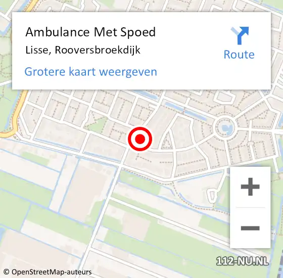 Locatie op kaart van de 112 melding: Ambulance Met Spoed Naar Lisse, Rooversbroekdijk op 30 augustus 2023 20:29