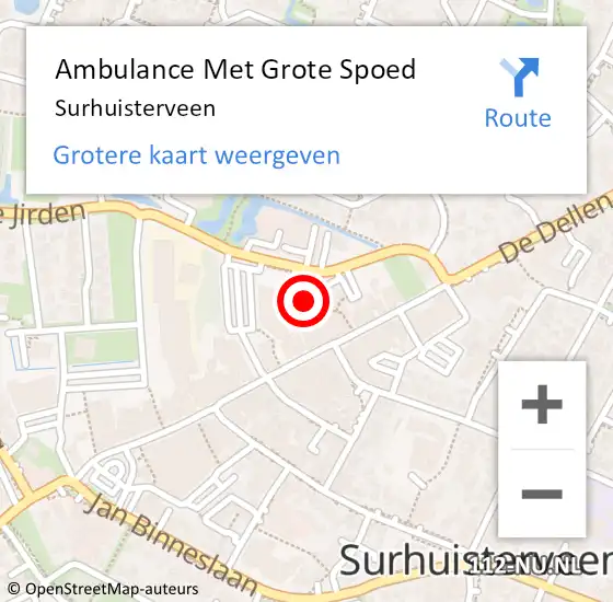 Locatie op kaart van de 112 melding: Ambulance Met Grote Spoed Naar Surhuisterveen op 30 augustus 2023 21:09