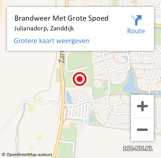 Locatie op kaart van de 112 melding: Brandweer Met Grote Spoed Naar Julianadorp, Zanddijk op 30 augustus 2023 21:46
