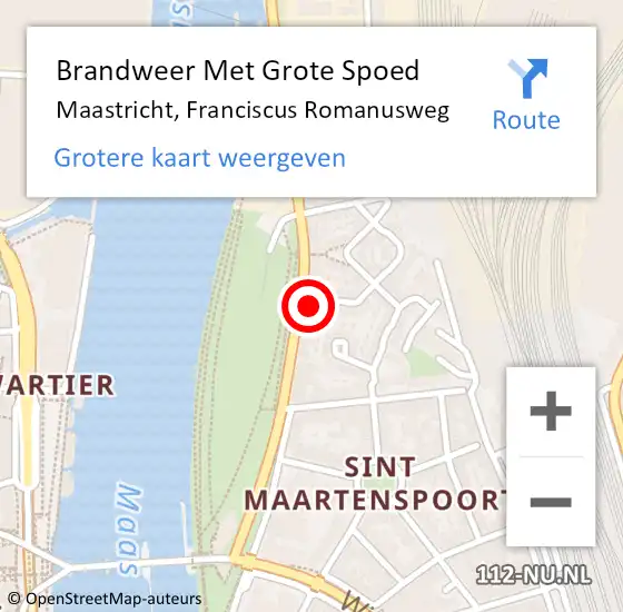 Locatie op kaart van de 112 melding: Brandweer Met Grote Spoed Naar Maastricht, Franciscus Romanusweg op 31 augustus 2023 02:03
