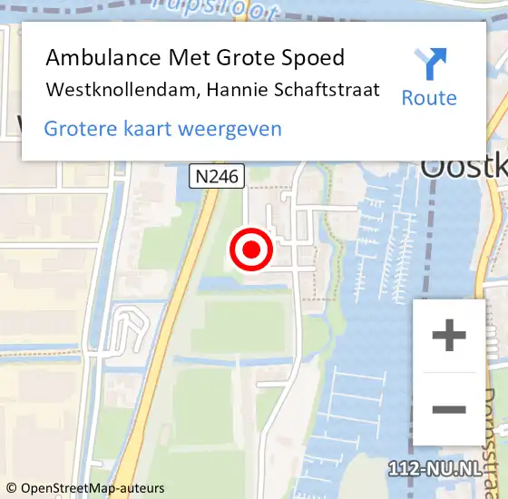 Locatie op kaart van de 112 melding: Ambulance Met Grote Spoed Naar Westknollendam, Hannie Schaftstraat op 31 augustus 2023 03:14