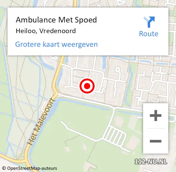 Locatie op kaart van de 112 melding: Ambulance Met Spoed Naar Heiloo, Vredenoord op 31 augustus 2023 06:28