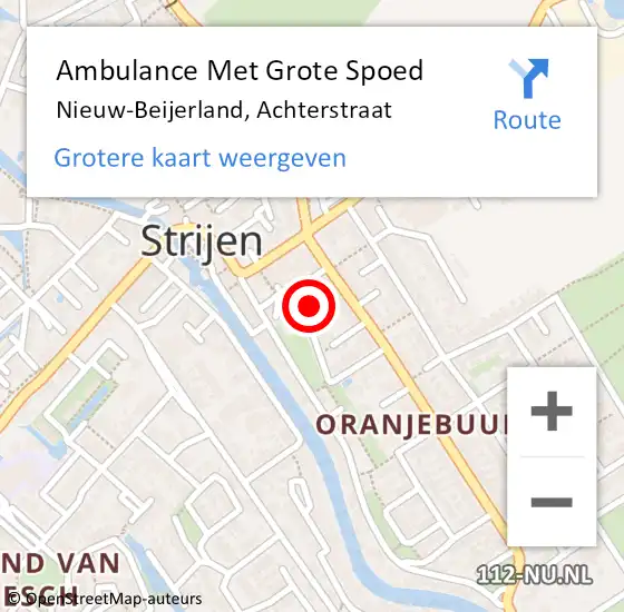 Locatie op kaart van de 112 melding: Ambulance Met Grote Spoed Naar Nieuw-Beijerland, Achterstraat op 31 augustus 2023 08:15