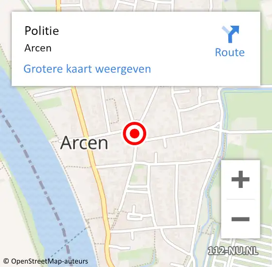 Locatie op kaart van de 112 melding: Politie Arcen op 31 augustus 2023 08:16