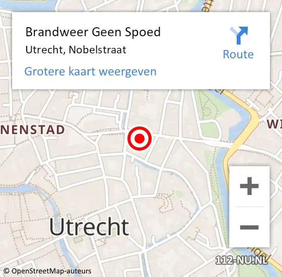 Locatie op kaart van de 112 melding: Brandweer Geen Spoed Naar Utrecht, Nobelstraat op 31 augustus 2023 08:18