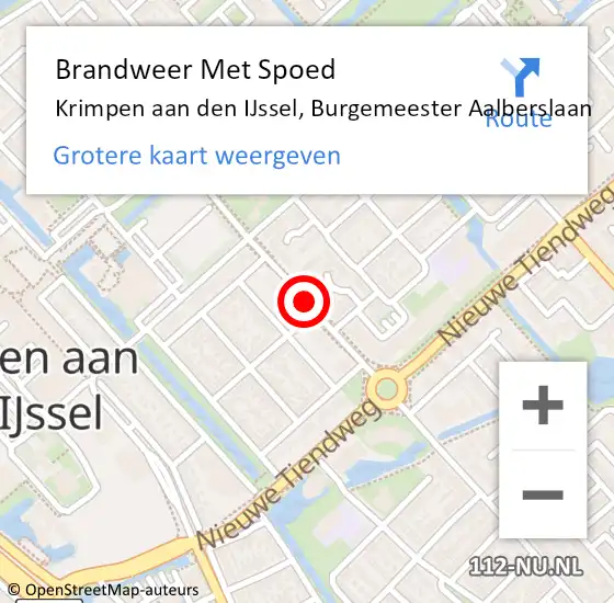 Locatie op kaart van de 112 melding: Brandweer Met Spoed Naar Krimpen aan den IJssel, Aalberslaan op 6 september 2014 13:43