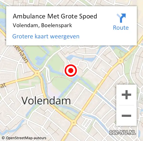 Locatie op kaart van de 112 melding: Ambulance Met Grote Spoed Naar Volendam, Boelenspark op 31 augustus 2023 09:05