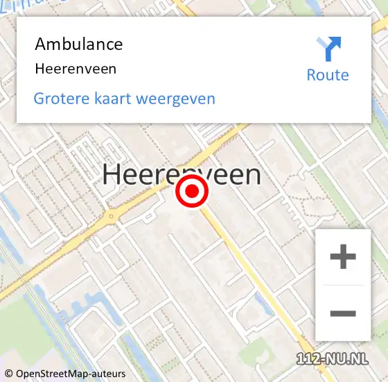 Locatie op kaart van de 112 melding: Ambulance Heerenveen op 31 augustus 2023 09:31