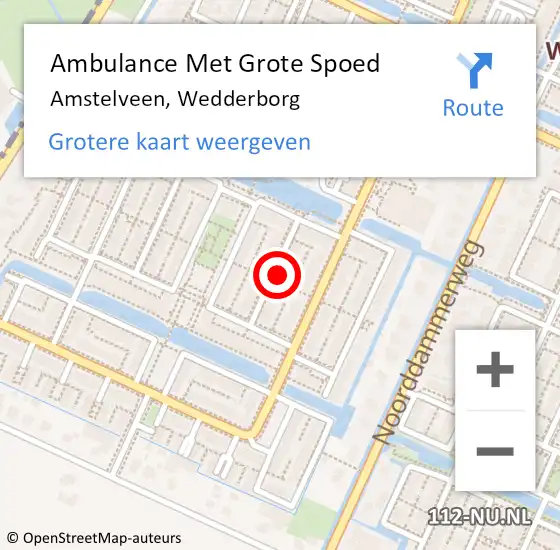 Locatie op kaart van de 112 melding: Ambulance Met Grote Spoed Naar Amstelveen, Wedderborg op 31 augustus 2023 09:43