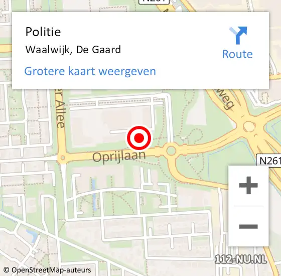 Locatie op kaart van de 112 melding: Politie Waalwijk, De Gaard op 31 augustus 2023 10:02