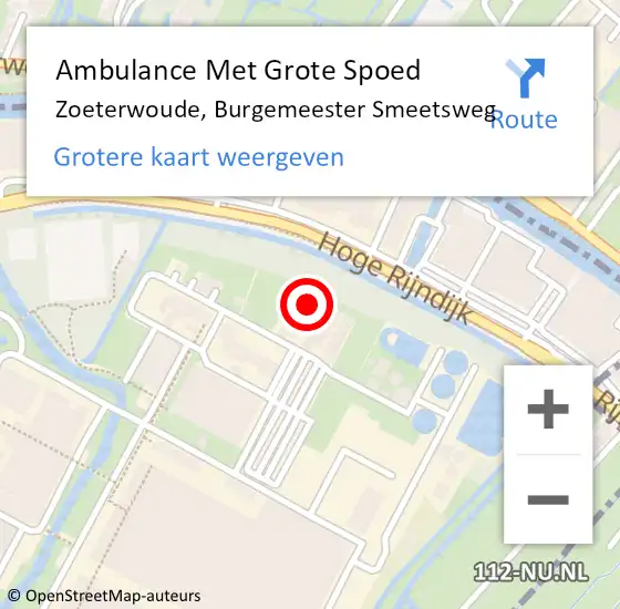 Locatie op kaart van de 112 melding: Ambulance Met Grote Spoed Naar Zoeterwoude, Burgemeester Smeetsweg op 31 augustus 2023 10:27