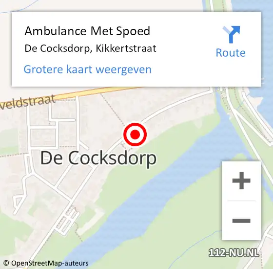 Locatie op kaart van de 112 melding: Ambulance Met Spoed Naar De Cocksdorp, Kikkertstraat op 31 augustus 2023 11:04