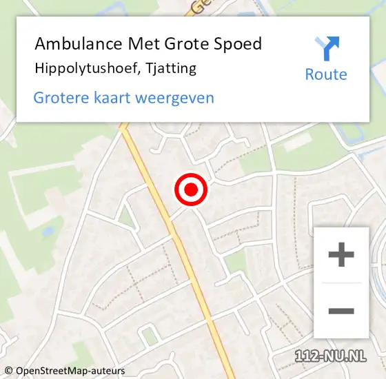 Locatie op kaart van de 112 melding: Ambulance Met Grote Spoed Naar Hippolytushoef, Tjatting op 31 augustus 2023 11:28