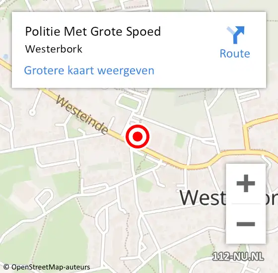 Locatie op kaart van de 112 melding: Politie Met Grote Spoed Naar Westerbork op 31 augustus 2023 11:35