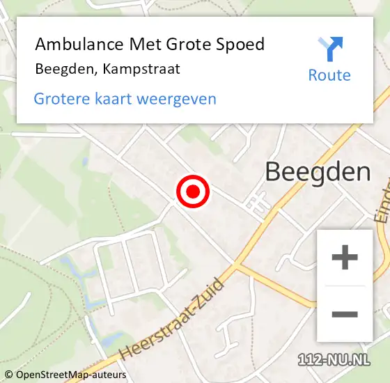 Locatie op kaart van de 112 melding: Ambulance Met Grote Spoed Naar Beegden, Kampstraat op 31 augustus 2023 12:44