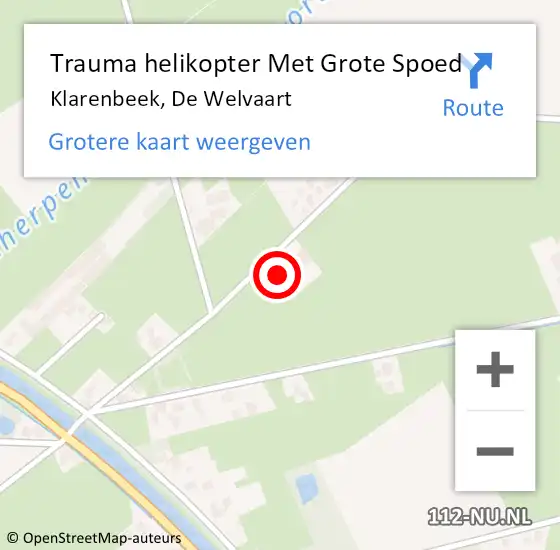 Locatie op kaart van de 112 melding: Trauma helikopter Met Grote Spoed Naar Klarenbeek, De Welvaart op 31 augustus 2023 14:13