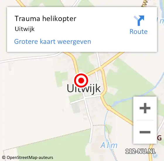 Locatie op kaart van de 112 melding: Trauma helikopter Uitwijk op 31 augustus 2023 14:23