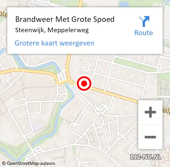 Locatie op kaart van de 112 melding: Brandweer Met Grote Spoed Naar Steenwijk, Meppelerweg op 31 augustus 2023 15:30