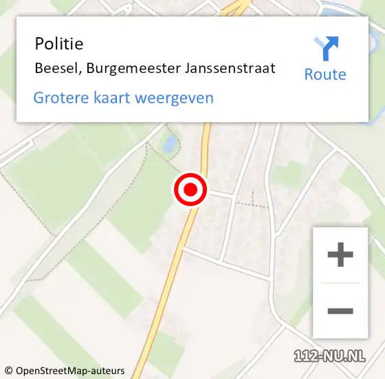 Locatie op kaart van de 112 melding: Politie Beesel, Burgemeester Janssenstraat op 31 augustus 2023 16:41