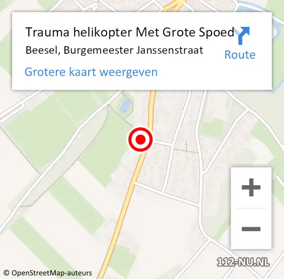 Locatie op kaart van de 112 melding: Trauma helikopter Met Grote Spoed Naar Beesel, Burgemeester Janssenstraat op 31 augustus 2023 16:43