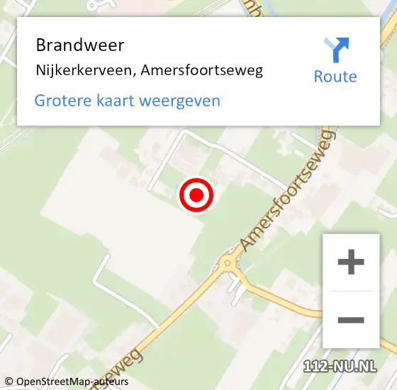 Locatie op kaart van de 112 melding: Brandweer Nijkerkerveen, Amersfoortseweg op 31 augustus 2023 17:28