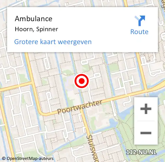 Locatie op kaart van de 112 melding: Ambulance Hoorn, Spinner op 31 augustus 2023 19:11