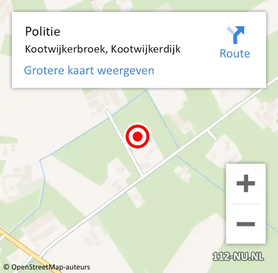 Locatie op kaart van de 112 melding: Politie Kootwijkerbroek, Kootwijkerdijk op 1 september 2023 01:38