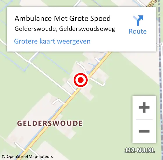 Locatie op kaart van de 112 melding: Ambulance Met Grote Spoed Naar Gelderswoude, Gelderswoudseweg op 1 september 2023 06:25