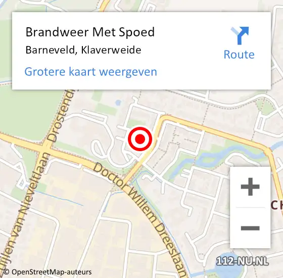 Locatie op kaart van de 112 melding: Brandweer Met Spoed Naar Barneveld, Klaverweide op 1 september 2023 09:29