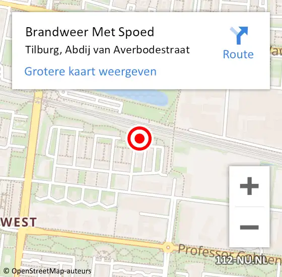 Locatie op kaart van de 112 melding: Brandweer Met Spoed Naar Tilburg, Abdij van Averbodestraat op 1 september 2023 10:12