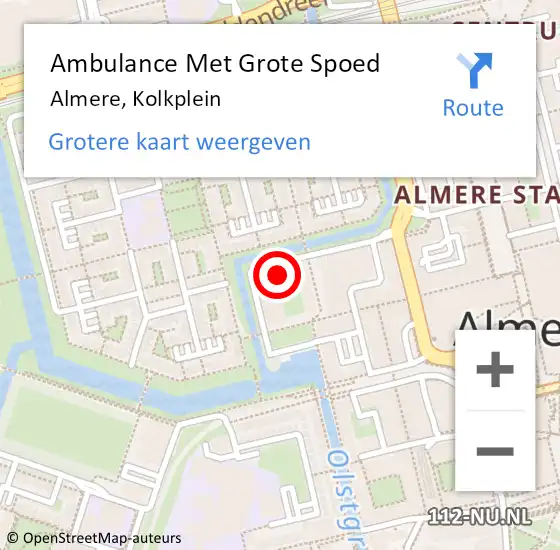 Locatie op kaart van de 112 melding: Ambulance Met Grote Spoed Naar Almere, Kolkplein op 1 september 2023 12:10