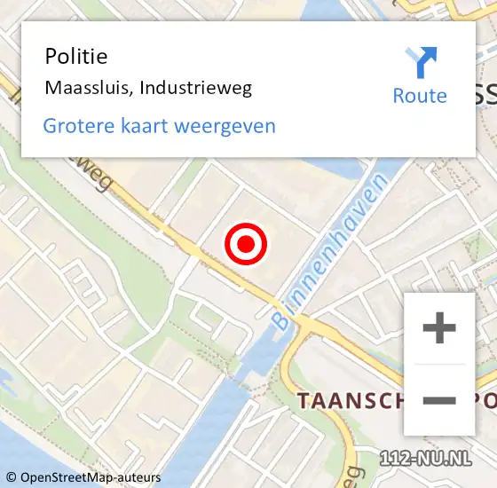 Locatie op kaart van de 112 melding: Politie Maassluis, Industrieweg op 1 september 2023 13:17