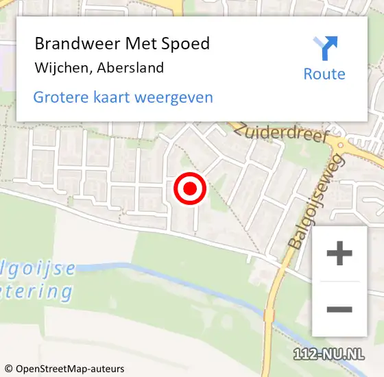 Locatie op kaart van de 112 melding: Brandweer Met Spoed Naar Wijchen, Abersland op 1 september 2023 14:13