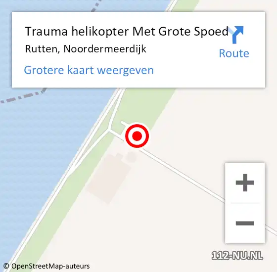 Locatie op kaart van de 112 melding: Trauma helikopter Met Grote Spoed Naar Rutten, Noordermeerdijk op 1 september 2023 14:49