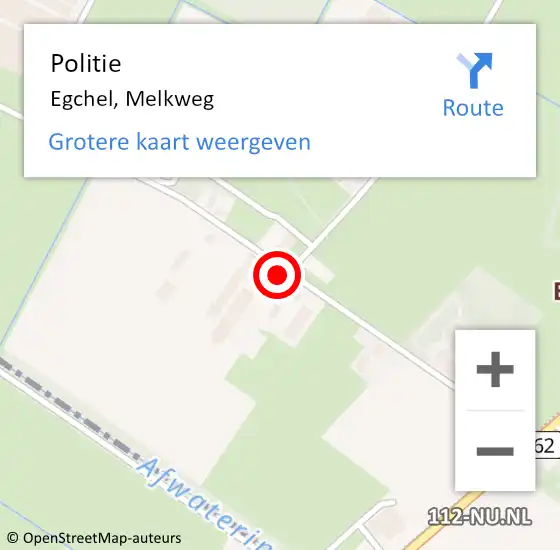 Locatie op kaart van de 112 melding: Politie Egchel, Melkweg op 1 september 2023 15:10