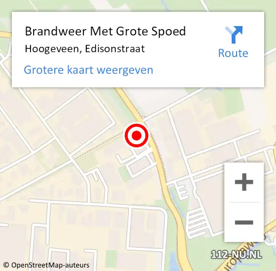 Locatie op kaart van de 112 melding: Brandweer Met Grote Spoed Naar Hoogeveen, Edisonstraat op 1 september 2023 16:22