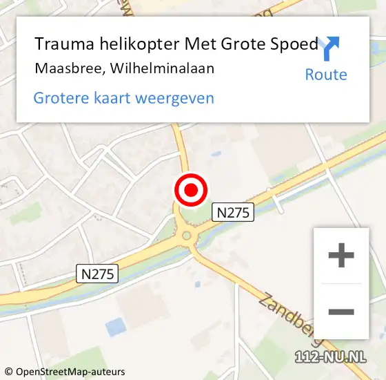 Locatie op kaart van de 112 melding: Trauma helikopter Met Grote Spoed Naar Maasbree, Wilhelminalaan op 1 september 2023 16:43